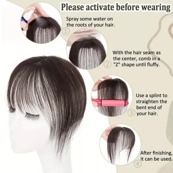 8" Clip-In Synthetic Hair TopperThinner Natural-Looking 3D Fringe Darkest Brown - Picture 3 of 8